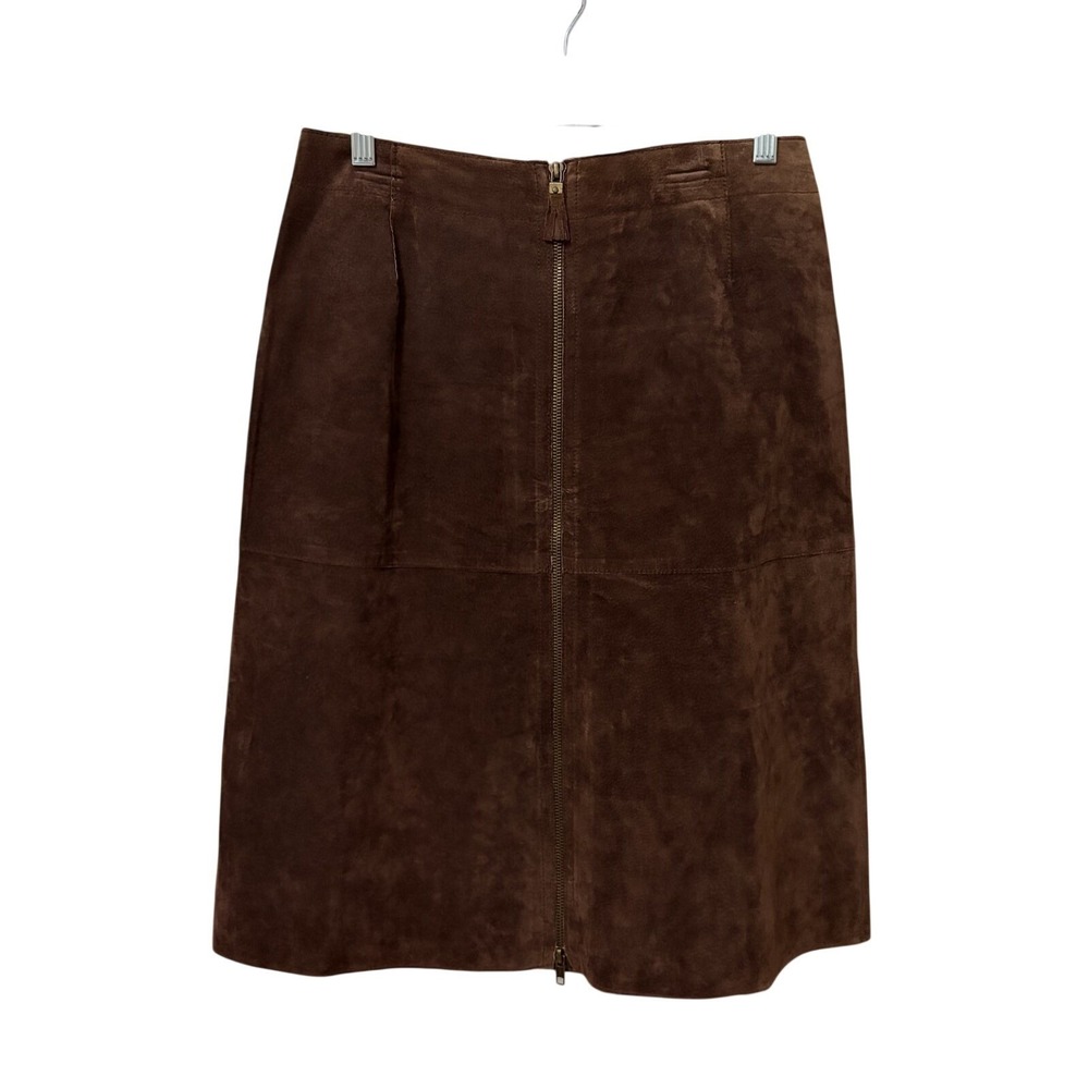 Genuine Leather Chocolate Brown Western Boho Midi Skirt 8 Festival Indie Retro